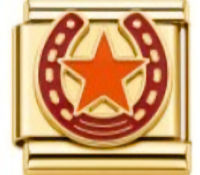 Horseshoe with Star Gold Italian Charm
