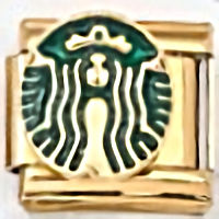 Starbucks Logo Gold Italian Charm