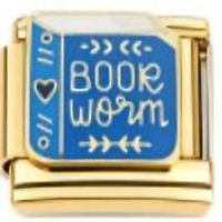 Book Worm Gold Italian Charm