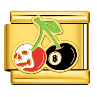 Cherry & 8 Ball Gold Italian Charm