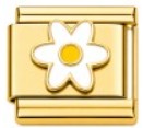 Daisy Flower White Gold Italian Charm