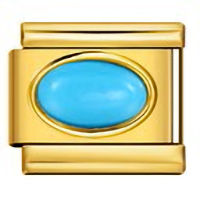 Turquoise Oval Gold Italian Charm