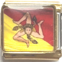Sicilian Trinacria Flag on Gold Link Italian Charm
