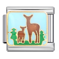 Two Deer Italian Charm