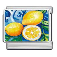 Lemons on Blue Italian Charm