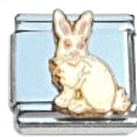 Rabbit White Glitter Italian Charm