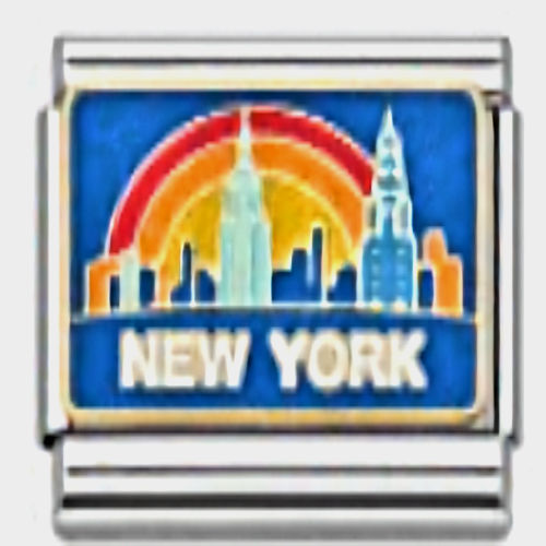 New York Skyline with Rainbow Italian Charm