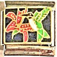 Hummingbird with Flower Italian Charm