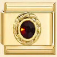 Garnet (Jan.) Round CZ Stone Gold Italian Charm