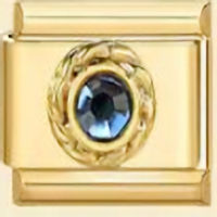 Aquamarine (March) Round CZ Stone Gold Italian Charm