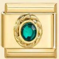 Emerald (May) Round CZ Stone Gold Italian Charm