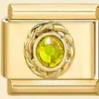 Yellow Topaz (Nov.) Round CZ Stone Gold Italian Charm