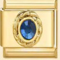Sapphire (Sept.) Round CZ Stone Gold Italian Charm